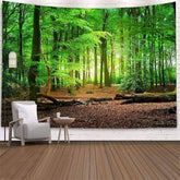 Lofaris Soft Sunlight Forest Pattern Landscape Wall Tapestry